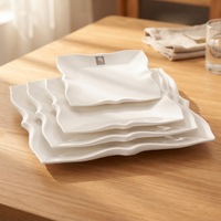 Assiettes à dîner carrées en plastique, vente en gros, 4 pièces, assiettes en plastique de mélamine