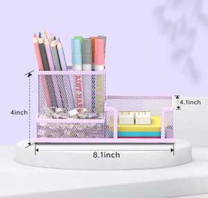 Organizador de escritorio para bolígrafos, suministros de oficina con 3 compartimentos, accesorios de escritorio y organizadores de espacio de trabajo para el hogar y la escuela, color morado - Product Image 2