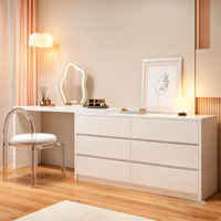 Commode en bois blanc réglable, meuble de rangement latéral, coiffeuse moderne de luxe avec miroir LED pour chambre à coucher