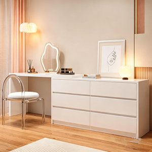 <span class=keywords><strong>Commode</strong></span> en bois blanc réglable, meuble de rangement latéral, coiffeuse moderne de luxe avec miroir LED pour chambre à coucher - Product Image 1