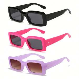 Gafas de Sol Rectangulares Coloridas de Moda con Logotipo Personalizado, Protección UV400, Montura Pequeña Cuadrada, Color Caramelo, para Mujer - Product Image 3