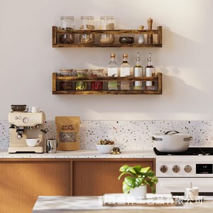 Wooden <b>Wall</b> <b>Mounted</b> Storage Rack 3 Tier Durable Kitchen Spice <b>Shelf</b> For Food Books Stationery Display - Product Image 4