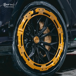Juego de 3 Ruedas Borui Forjadas de 17, 18, 19 y 20 Pulgadas para Auto, 5x114.3, 5x112, 5x120, para Autos de Carreras, con Anillos Aero en Cali Gold Brillante - Product Image 1