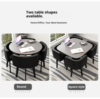 Ensemble Table à Manger Carrée Moderne avec Plateau en Marbre et Chaises en Cuir pour Maison Restaurant Hôtel Utilisation Intérieure Set de Meubles Complet