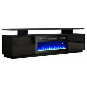 Meuble <span class=keywords><strong>TV</strong></span> 71'' avec espace de rangement en option, noir et blanc, console multimédia, foyer électrique pour salon - Product Image 3