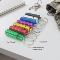Porte-clés étanche en aluminium pour pilules, personnalisable avec logo, format voyage, organisateur de pilules, cadeau promotionnel en gros