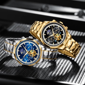NIBOSI 2656 Sports Chronograph Mens Watch Fashion Multifunction Quartz Waterproof Watches Luxury Stainless Steel Band <b>Clock</b> - Product Image 6