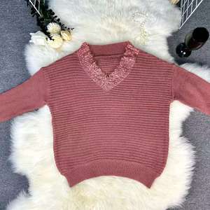 Otoño Invierno <span class=keywords><strong>mujer</strong></span> Casual estilo coreano <span class=keywords><strong>Chaqueta</strong></span> larga suéter suelto encaje cuello en V Comercio exterior transfronterizo para <span class=keywords><strong>Amazon</strong></span> EE. UU. Europa - Product Image 1