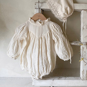 Vêtements <span class=keywords><strong>Mère</strong></span> <span class=keywords><strong>et</strong></span> <span class=keywords><strong>Fille</strong></span> Printemps-Automne 22 : Robe à Col Montant pour Filles, Robe à Manches Bouffantes, Barboteuses Bébé - Product Image 4