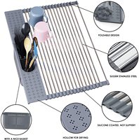 Égouttoir de vaisselle en acier inoxydable, pont d'évier, Portable, avec porte-ustensiles, support pliable, pour évier de cuisine