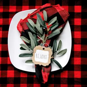 Wholesale Custom Size Napkin With Logo Wedding Party Linen And Cotton Napkin Reusable Plaid Napkin