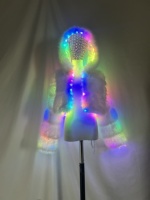 Manteau court à capuche en fausse fourrure lumineuse LED, veste courte moelleuse et duveteuse pour femme, idéale pour les soirées rave et festivals