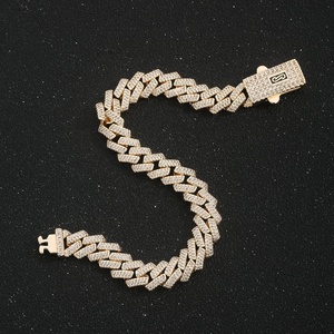 สร้อยคอและกำไลข้อมือแบบโซ่ลายข้าวหลามตัดชุบทอง 14K <span class=keywords><strong>ป</strong></span>ระดับเพชรซิร์คอน สไตล์ฮิปฮอ<span class=keywords><strong>ป</strong></span> สำหรับผู้ชายและผู้หญิง - Product Image 5