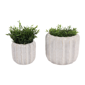 Vasi in ceramica a coste con design testurizzato per piante da interno ed esterno, set di vasi per succulente - Product Image 2