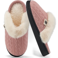 Chaussons d'intérieur en tricot chaud pour femmes, doublure en peluche douce, mousse à mémoire de forme, confortables pour la maison et la chambre, parfaits pour l'hiver