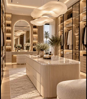 Dressing moderne de luxe pour femmes avec miroir, armoire à bijoux et commode pour meubles de chambre à coucher