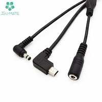 Cable divisor de CC Personalizado 1 en 2 Cable de alimentación 1 a 2 vías DC5.5mm X 2,1mm 1 hembra a 1 macho y Mini Cable divisor de alimentación USB en ángulo