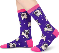 Femmes Vente en gros Logo personnalisé Dessin animé Coton Chiens Chaussettes Mignon Designer Animal Coloré Motif Drôle Respirant Équipage Mignon Chaussettes
