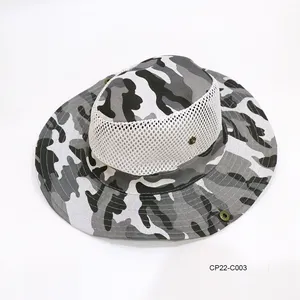 Chapéu de camuflagem para uso externo, chapéu de malha para homens, de balde, pesca, selva, trilha, montanhismo, cavaleiro, sol, respirável