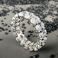 Bijoux fins Hip Hop 925 argent Sterling ovale VVS Moissanite diamant bague éternité pour hommes femmes
