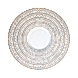 Modern Luxury Eco-Friendly Bone China Dinner Plate <b>Set</b> with Gold Inlay Charger Plate Customized Color Wholesale - Product Image 1