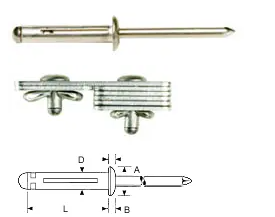 Rivets aveugles TRI-FOLD tête dôme <span class=keywords><strong>Alu</strong></span>/<span class=keywords><strong>alu</strong></span> 4.8X20 - Product Image 5