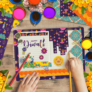 Lampu tema Diwali WW020 bahan akun tangan dua sisi DIY kerajinan kertas buku tempel pembuatan kartu latar belakang - Product Image 6