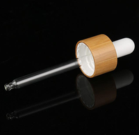 18/410 compte-gouttes en verre haut de pipette cercle de bambou naturel 18MM dessus de compte-gouttes noir à visser en bambou pour bouteilles d'huile essentielle