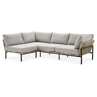 AJUNION Canapé d'extérieur modulable 4 places en aluminium et résine tressée, ensemble de conversation pour patio, canapé d'extérieur en forme de L, ensemble de salon de jardin