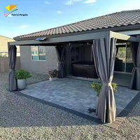 Pergola électrique de luxe extérieure, écologique, étanche, avec toit à persiennes rétractables et cadre en aluminium