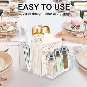 Khăn ăn chủ với muối và hạt tiêu Shaker Caddy, Acrylic khăn ăn chủ cho bảng, sử dụng linh hoạt cho nhà ăn uống - Product Image 4
