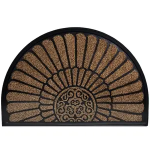 Heavy-Duty Rubber Backing Front Non-Slip Durable Half Circle Rug with Weeping Holes