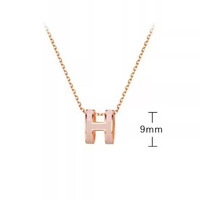 Collier fin réglable en alliage de cuivre plaqué or rose avec mini pendentif en H pour femme, bijou tendance minimaliste pour le quotidien, cadeau