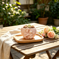 Moule en silicone platine Cœur Sacré Ange pour pot de fleurs, compatible avec des motifs personnalisés pour la fabrication artisanale de résine et de plâtre DIY