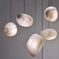 Lampe suspendue Wabi Sabi Led en marbre travertin jaune, luminaire suspendu pour table à manger, cuisine, chevet, bar, lumière suspendue en pierre nordique