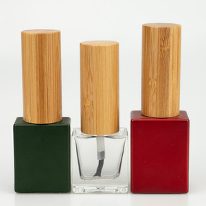 Vietnam WeWood Eco Friendly Square Containers Empty Nail Gel Polish Glass Bottles <b>Bamboo</b> Lid With Brush - Product Image 1