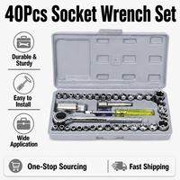 Kit de clés à douille pour voiture, 40 pièces/ensemble, outils à main professionnels en acier au chrome-vanadium pour garage et réparation