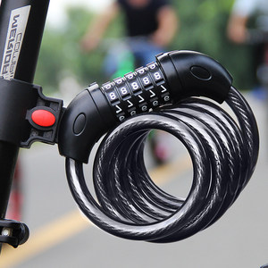 Serrure de vélo à 5 chiffres, <span class=keywords><strong>Code</strong></span> 1200mm x 12mm, antivol, accessoire de sécurité pour vélo, câble en acier, serrure de vélo - Product Image 1