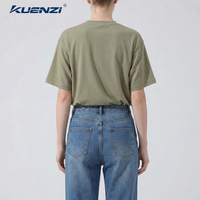 T-shirt pour femme Kuenzi, personnalisé avec logo, col rond, manches courtes, 100% coton, 280GSM, coupe ample, épaules tombantes