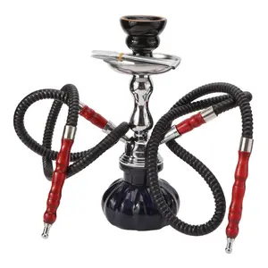 Bol en céramique pour shisha hookah, récipient de voyage, ensemble complet, double tuyau, en céramique, narguilé