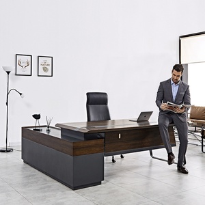 Modern Luxury Wooden Office Desk Workstation <b>Table</b> Designs Ceo boss High Tech Executive Ceo Desk Office Furniture - Product Image 3