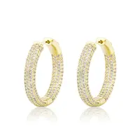 Earrings Gold Earrings Hot Sells Zircon Hoop Fashion Earrings Women Real Gold Plated Bohemian Earrings Wholesale Hipster Gold Hoop Earrings