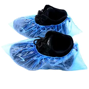 Couvre-chaussures en plastique couvre-pieds jetables bleus couvre-chaussures anti-dérapant intérieur extérieur cpe