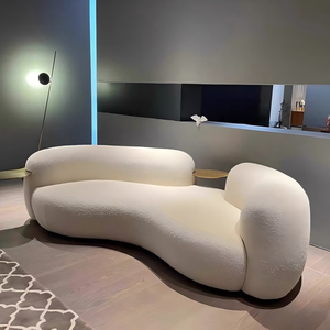 โซฟาสไตล์อิตาเลียนสมัยใหม่ชุดห้องนั่งเล่นทรงถั่วแบบเรียบง่ายเตียงในร้านอาหารทำจากไม้แกะ - Product Image 4