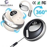 YYK-Q93 earphone nirkabel rotasi 360 derajat, earbud olahraga dengan tali penyandang nyaman, kait telinga terbuka