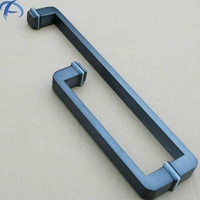 Poignée de porte en verre pour salle de bain en acier inoxydable au design moderne, poignée de porte carrée d'angle Austin commerciale noir mat