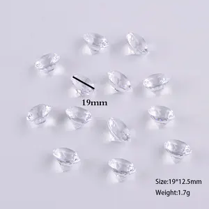Instock Hongzhi 투명 20mm 아크릴 다이아몬드 구슬 재활용 플라스틱 구슬 웨딩 디스플레이