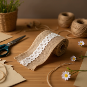 ILAN Nastro di Lino 10 Cm X 2 M con Bordo in Pizzo per Artigianato e Decorazioni - Product Image 3