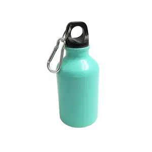 OEM sıcak satış boş yeşil mavi renk taşınabilir alüminyum spor su şişesi yemek karabina/300ml bisiklet alüminyum su şişesi