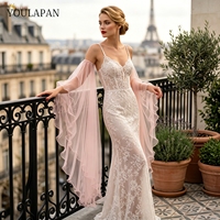 YouLaPan Robe romantique rose clair à manches en maille à une seule couche, sans manches, détachable, avec accessoires à volants VM175